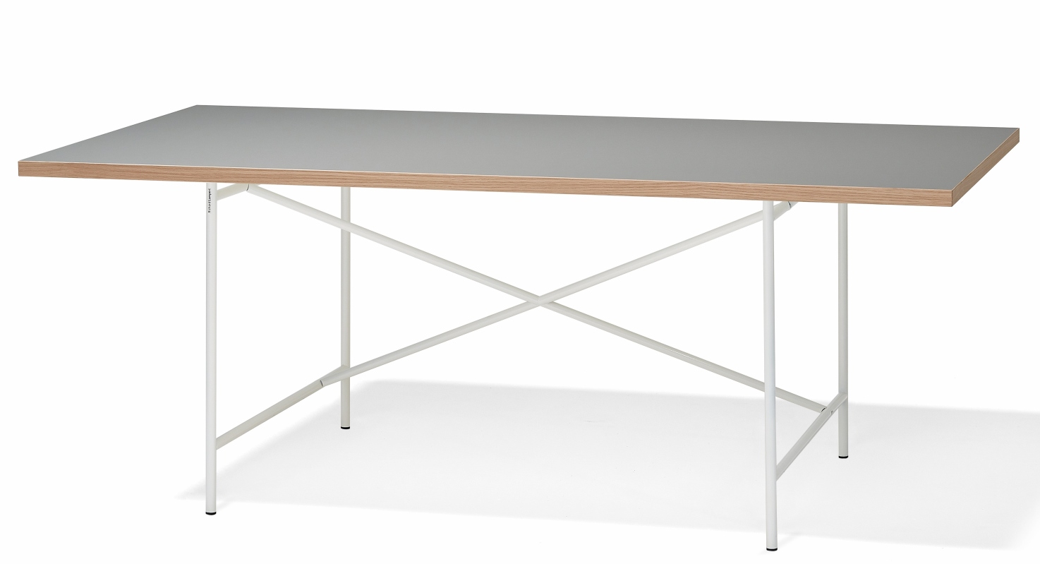 Eiermann Tisch mit grauer Tischplatte und weißem Gestell von Richard Lampert, modernes Design.