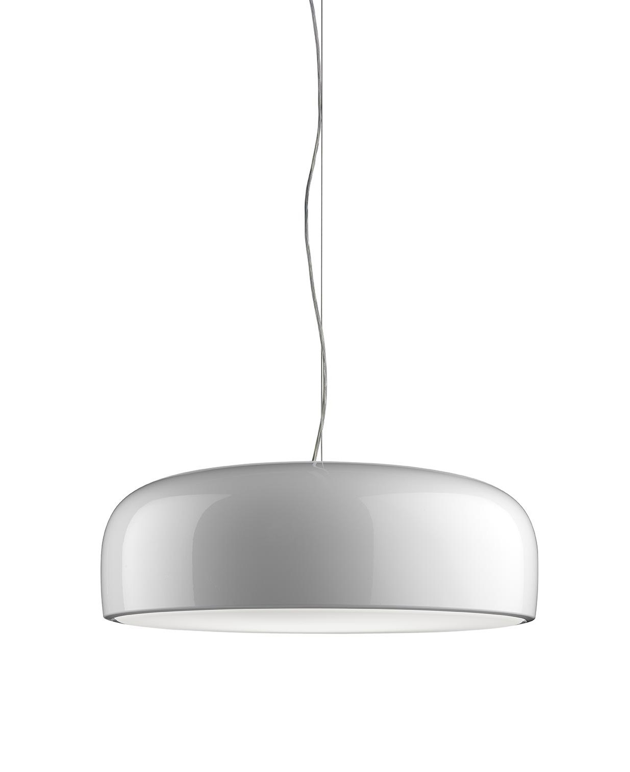 Weiße Smithfield S Pendelleuchte von Flos, moderne Hängelampe für Wohnzimmer und Esszimmer.