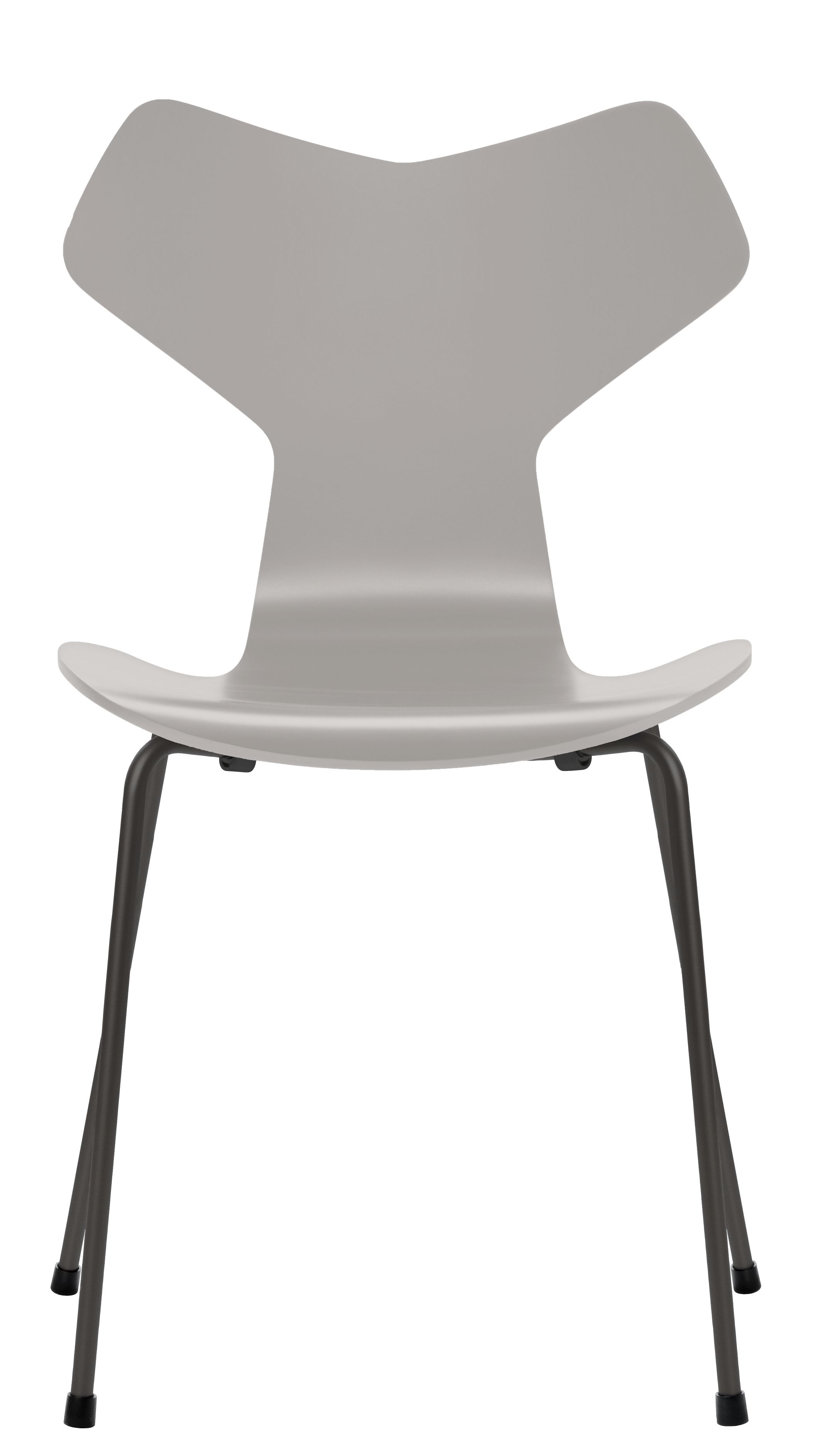 Grauer Grand Prix Stuhl von Fritz Hansen mit Stahlbeinen, moderne Sitzmöbel für Esszimmer und Büro.