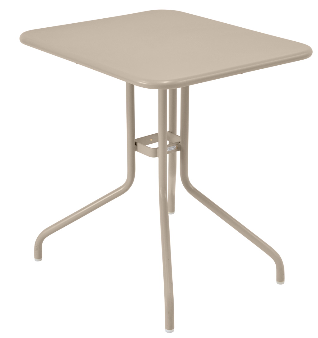 Pétale Tisch 60 x 70 cm von Fermob, Outdoor-Beistelltisch aus Metall in Taupe, rechteckig.