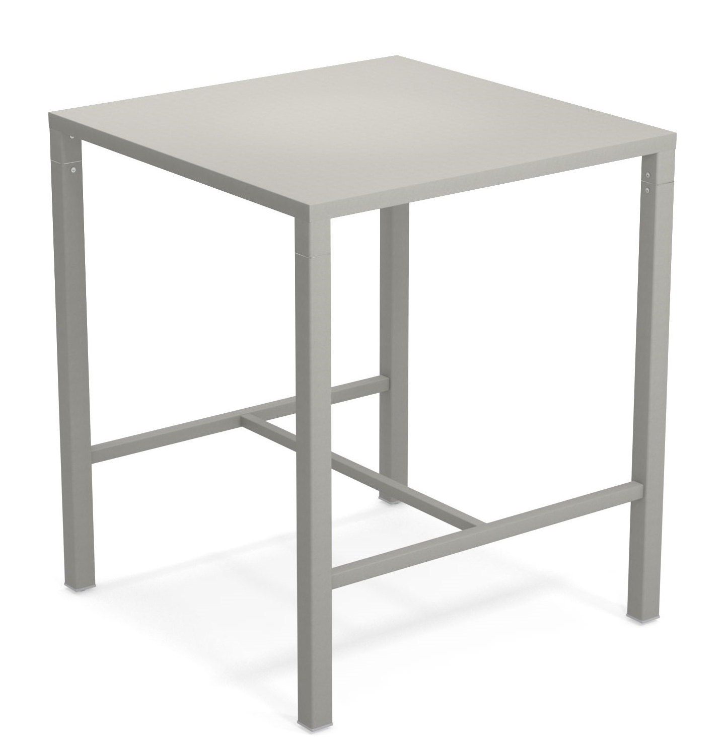 Grauer Nova Hochtisch von Emu für den Außenbereich, quadratische Tischplatte und minimalistisches Design.