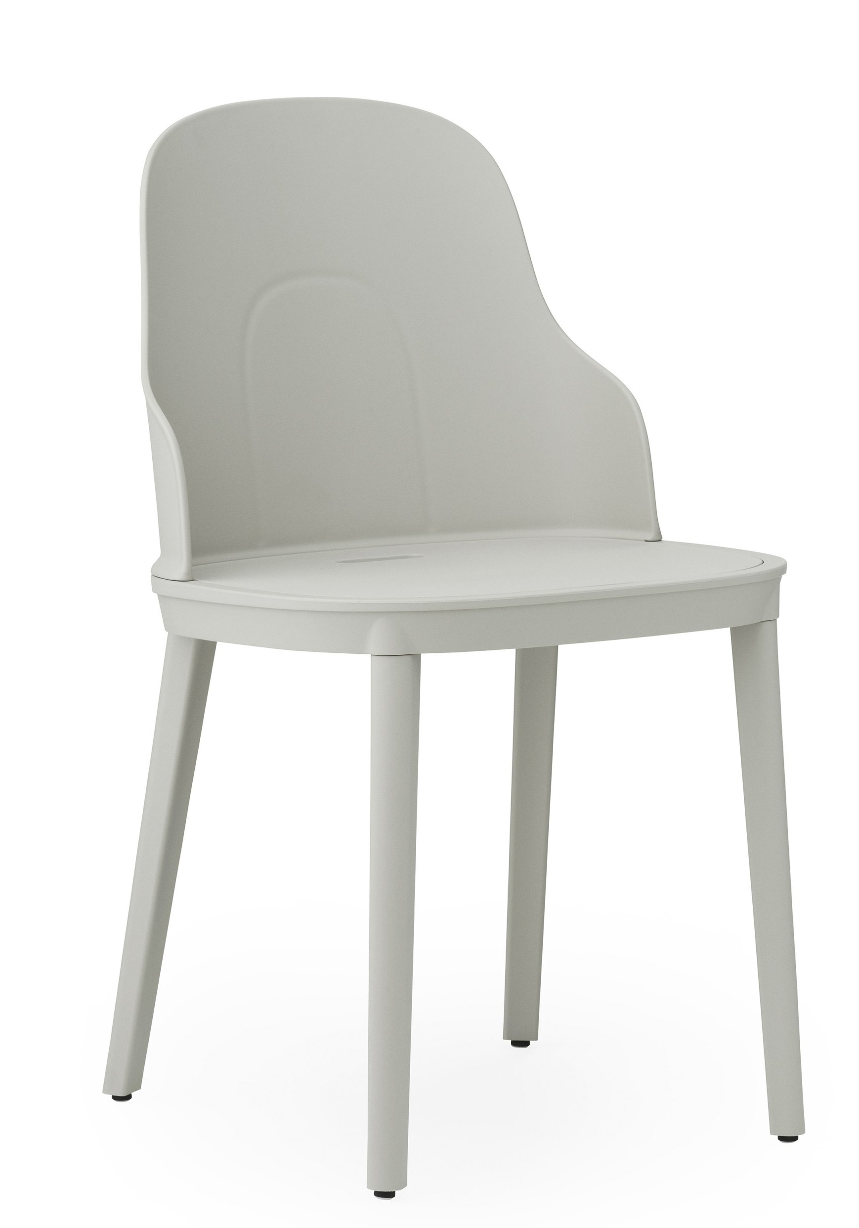 Allez Chair von Normann Copenhagen, ein moderner, grauer Stuhl mit Armlehnen und vier Beinen.