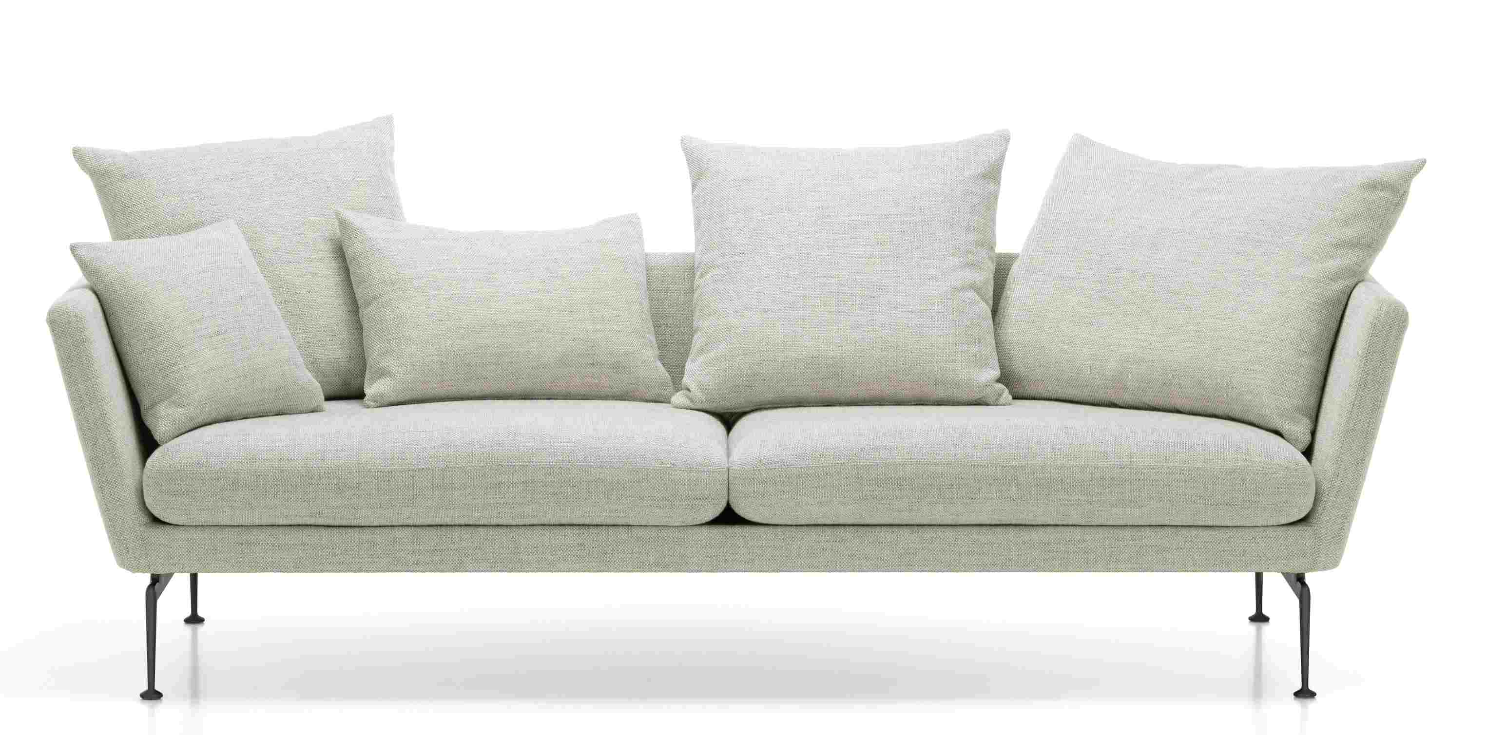 Vitra Suita Sofa 3-Sitzer in Hellgrau mit Kissen, modernes Design für Wohnzimmer und Lounge.