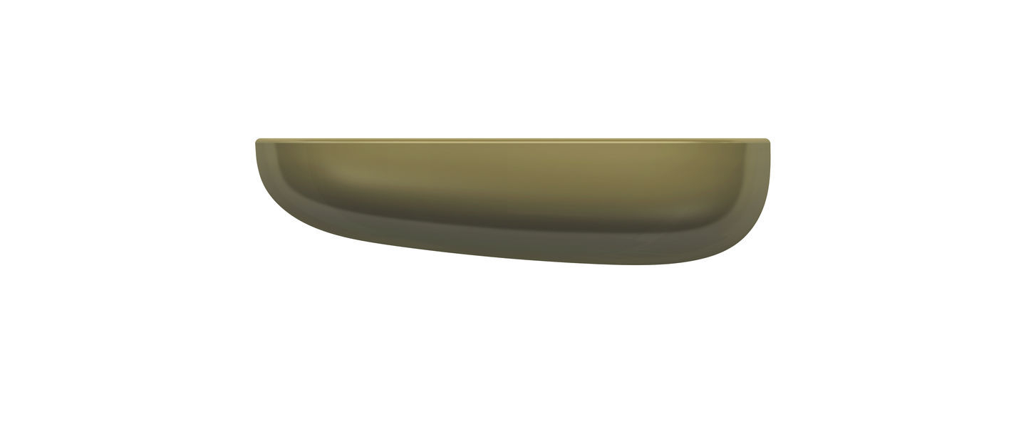 Nahaufnahme des olivgrünen Vitra Corniches Wandboard Medium, ein Design Wandregal.