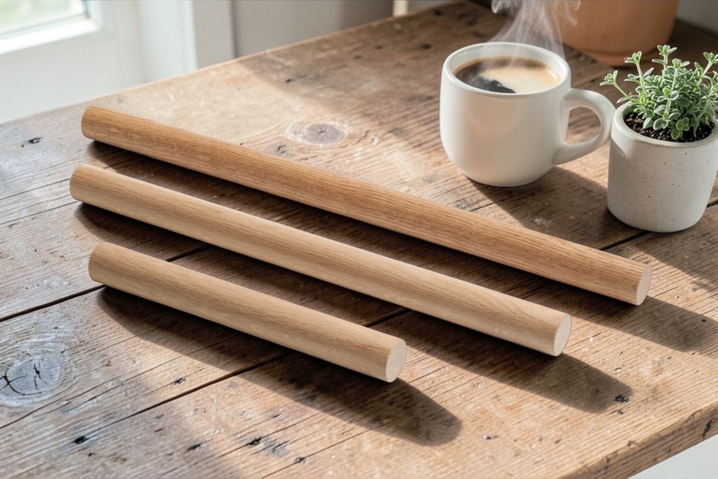 Eikenhouten deegroller 50 cm breed