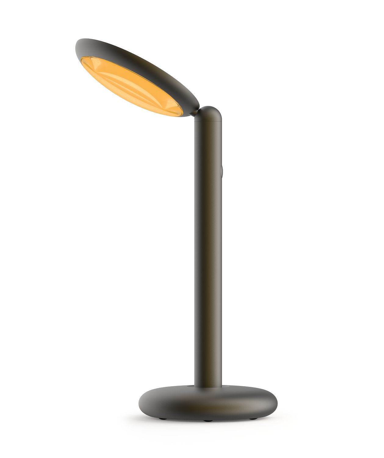 Graue Parrot Tischleuchte: Moderne Schreibtischlampe mit rundem Lampenschirm und Fuß für stilvolle Beleuchtung.
