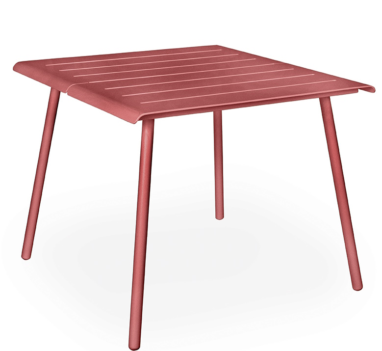 Weishäupl Vapio Tisch Outdoor, quadratisch, aus Metall in Koralle, ideal für Garten, Balkon und Terrasse.