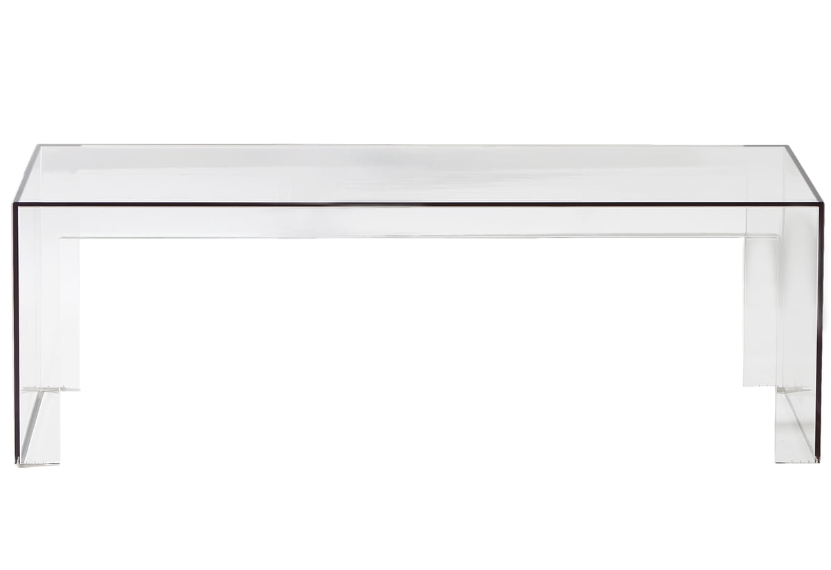 Transparenter Kartell Invisible Side Tisch, niedrige Ausführung, aus Acrylglas, modernes Design.