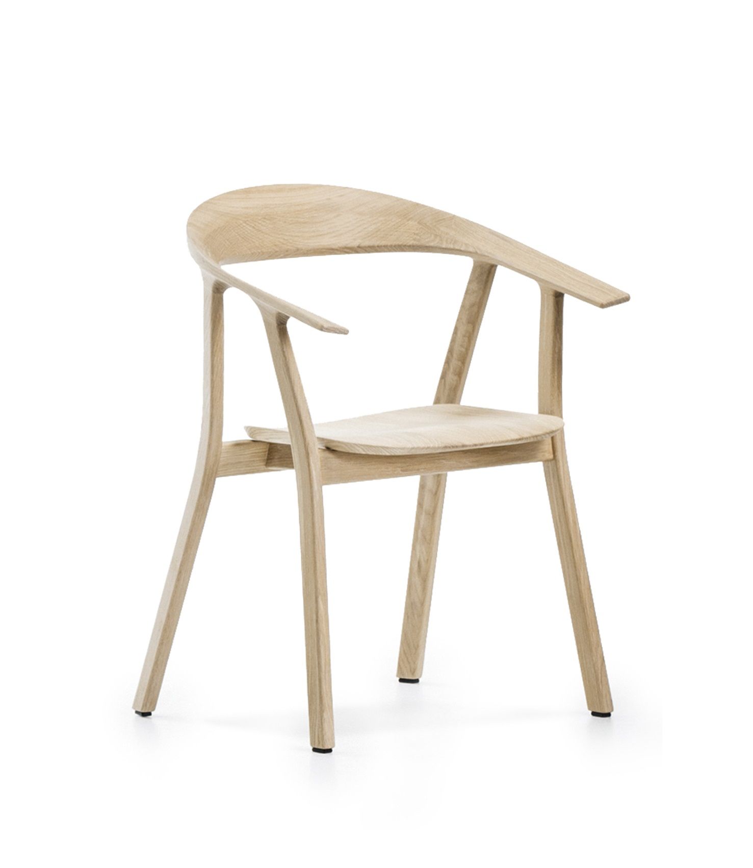 Rhomb Stuhl von Prostoria: Heller Holzstuhl mit Armlehnen für den Innenbereich.