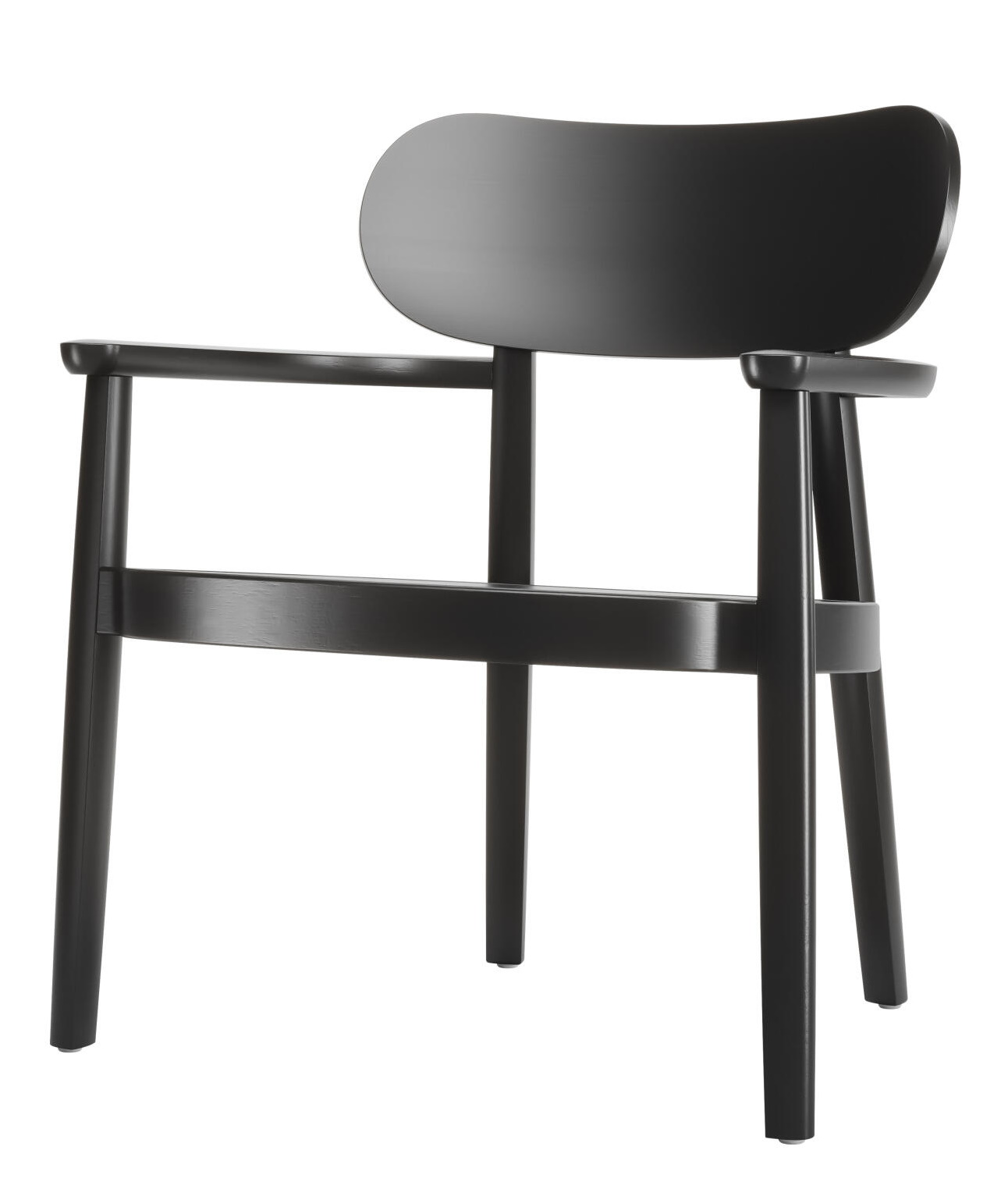 Schwarzer Holzsessel mit Armlehnen, Modell 119 MF von Thonet, moderne Sitzgelegenheit für Wohnzimmer und Büro.