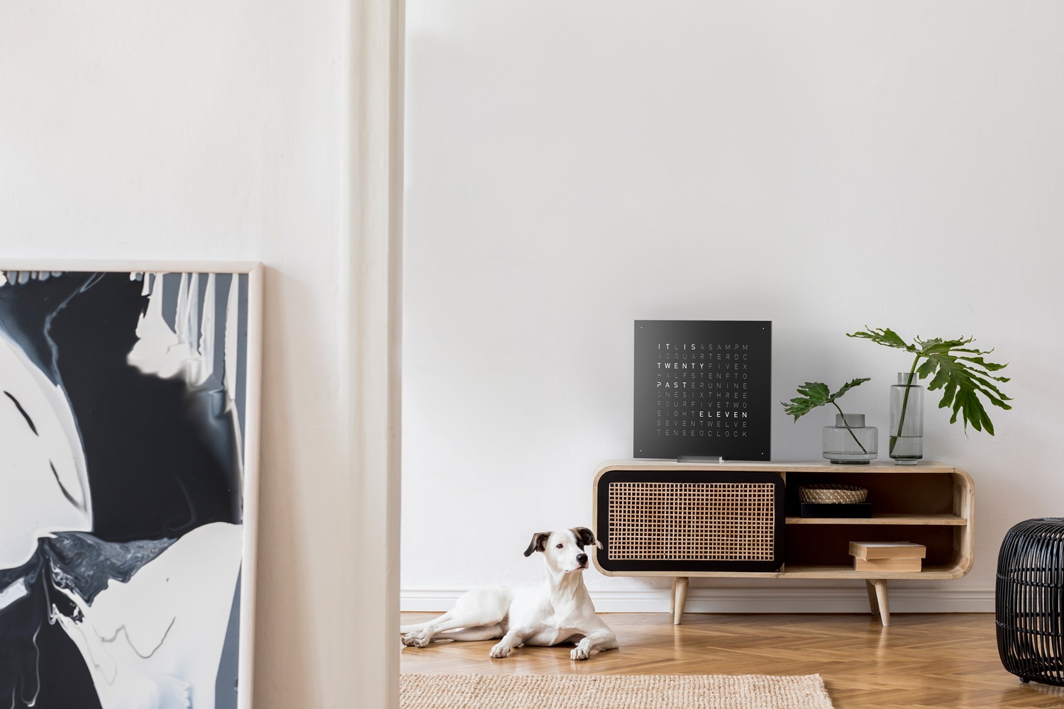 Earth 45 Steel Series Wandklok / Tijdsobject Duits QLOCKTWO