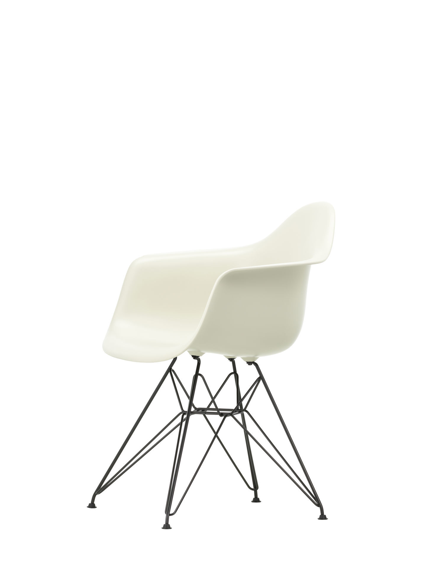 Vitra Eames Plastic Arm Chair DAR Stuhl in Meerblau mit verchromtem Gestell.