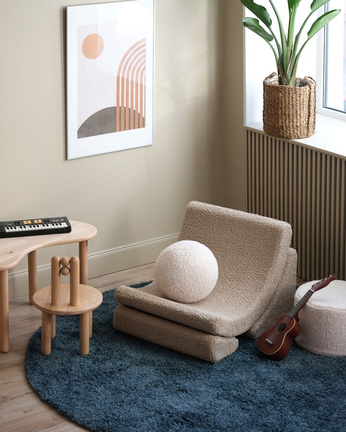 Mond kinderfauteuil Teddy-stof Wigiwama
