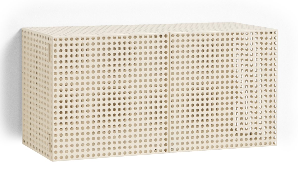 Beige Perforated Cabinet Wall Small von Hay, ein modernes Wand-Sideboard mit Lochmuster und zwei Türen.