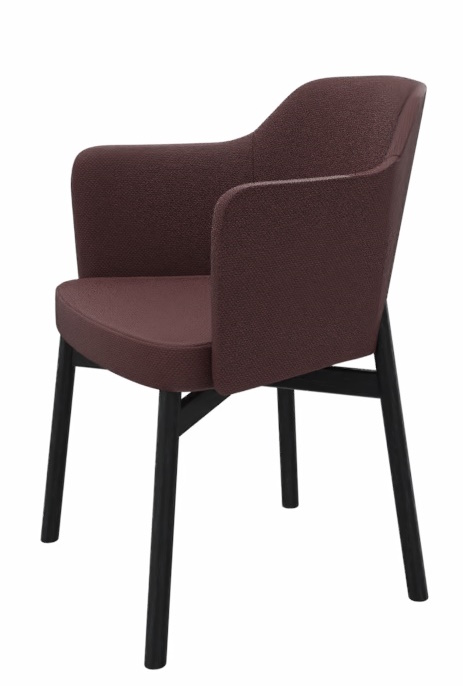 Brauner Kollektion 016 Stuhl mit Armlehnen von Knoll International, schwarzes Holzgestell. Moderner Sessel.