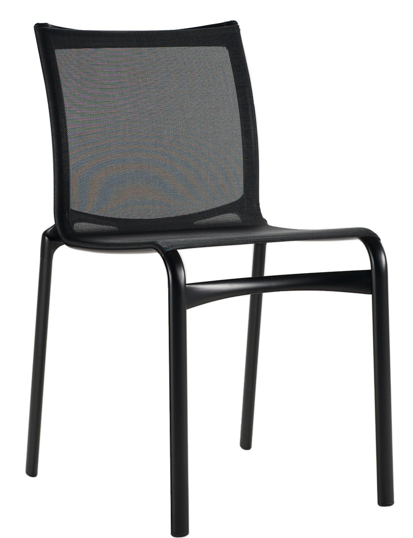 Schwarzer Bigframe Stuhl mit Netzbespannung von Alias, moderner Designstuhl für Büro und Wohnbereich.