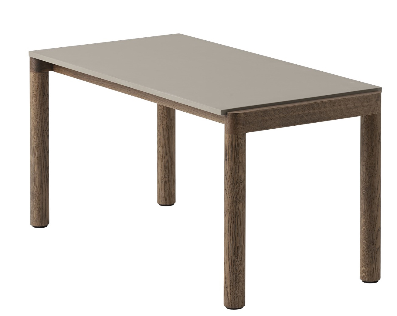 Muuto Couple Coffee Table Couchtisch mit grauer Tischplatte und braunem Holzgestell, modernes Design für Wohnzimmer.