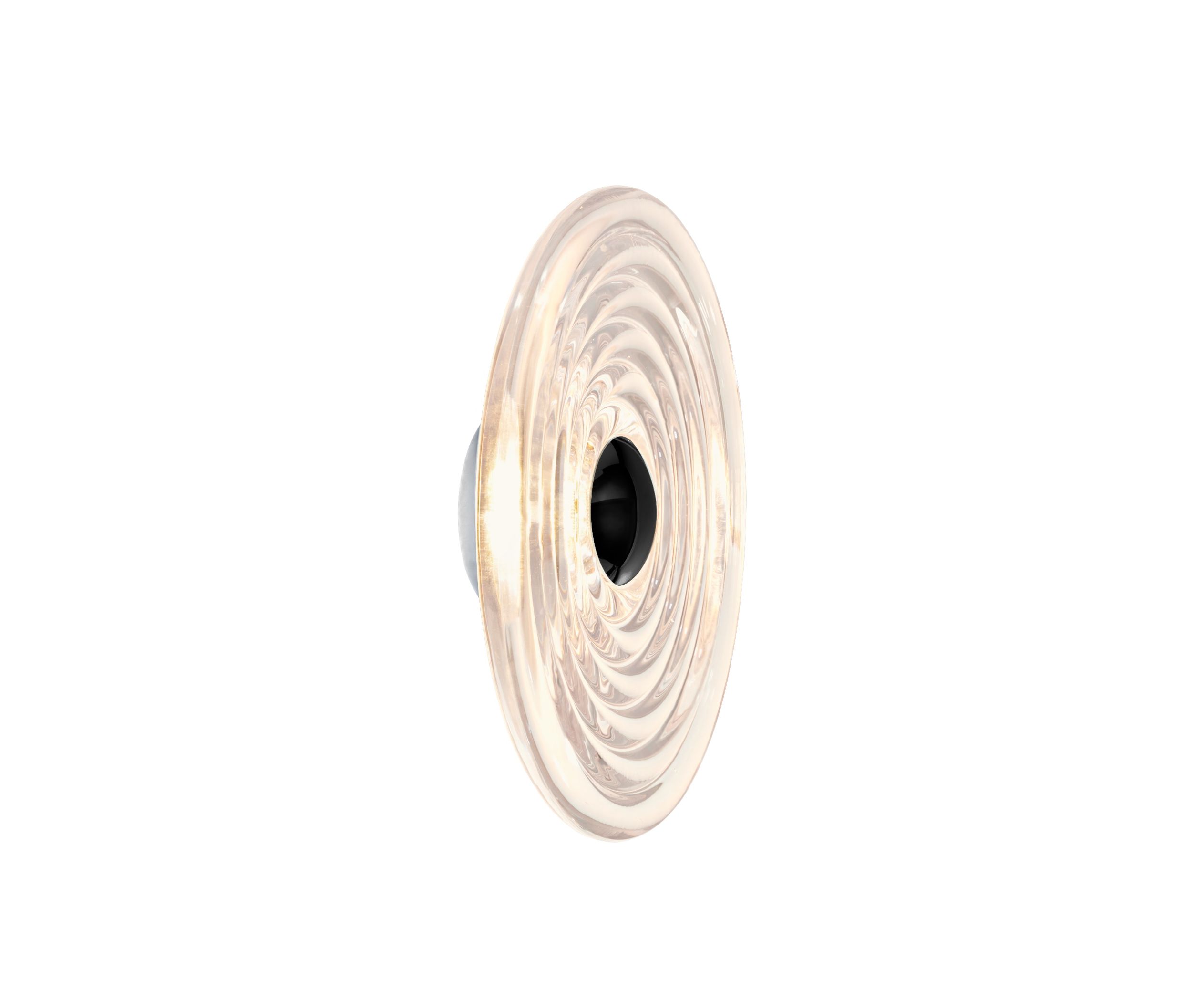 Press Surface Large Wandleuchte von Tom Dixon, moderne Innenbeleuchtung mit kreisförmigem Lampenschirm aus gepresstem Glas.