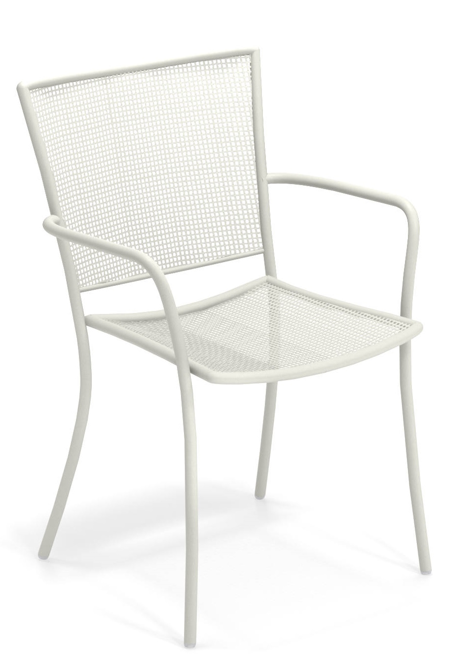 Weißer Athena Armchair von Emu, ein moderner Outdoor Stuhl mit Armlehnen aus Metall.