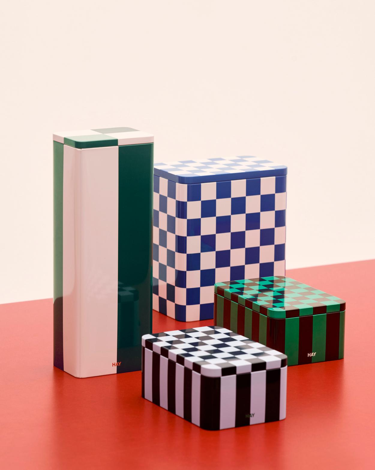 Tin Container Small Green and off-white Opbergdoos Hay