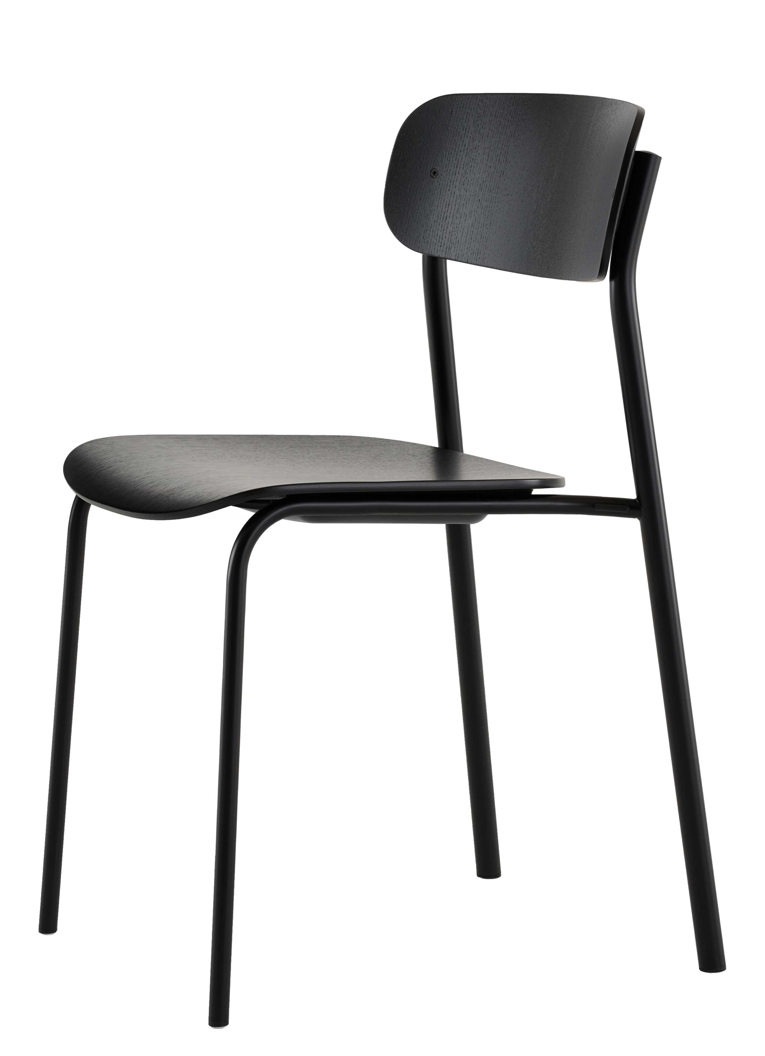 Schwarzer S 243 Stahlrohrstuhl von Thonet, ein minimalistischer Designklassiker für Esszimmer und Wohnbereich.