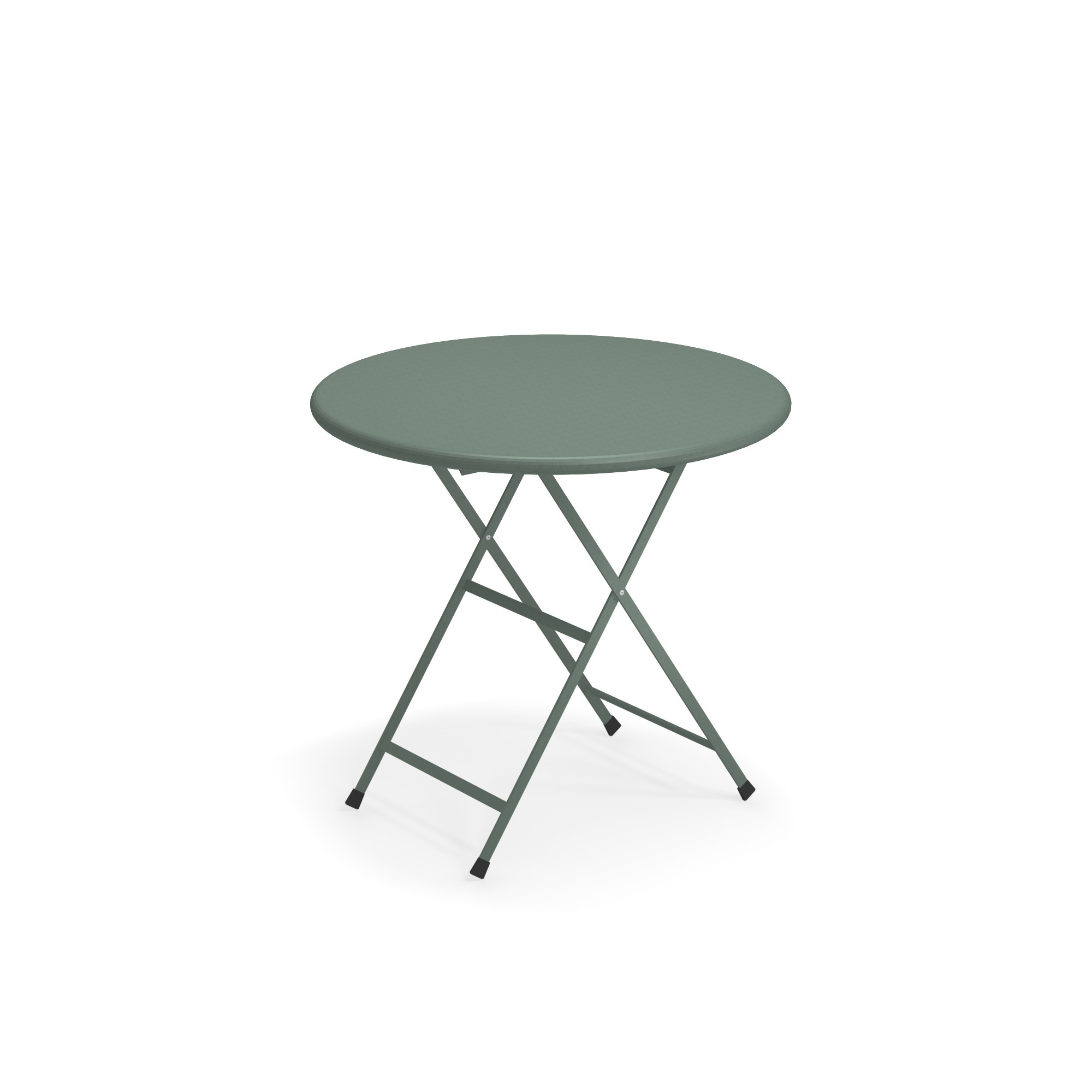 Arc en Ciel Klapptisch rund von emu, olivgrün, ideal für Balkon und Garten.