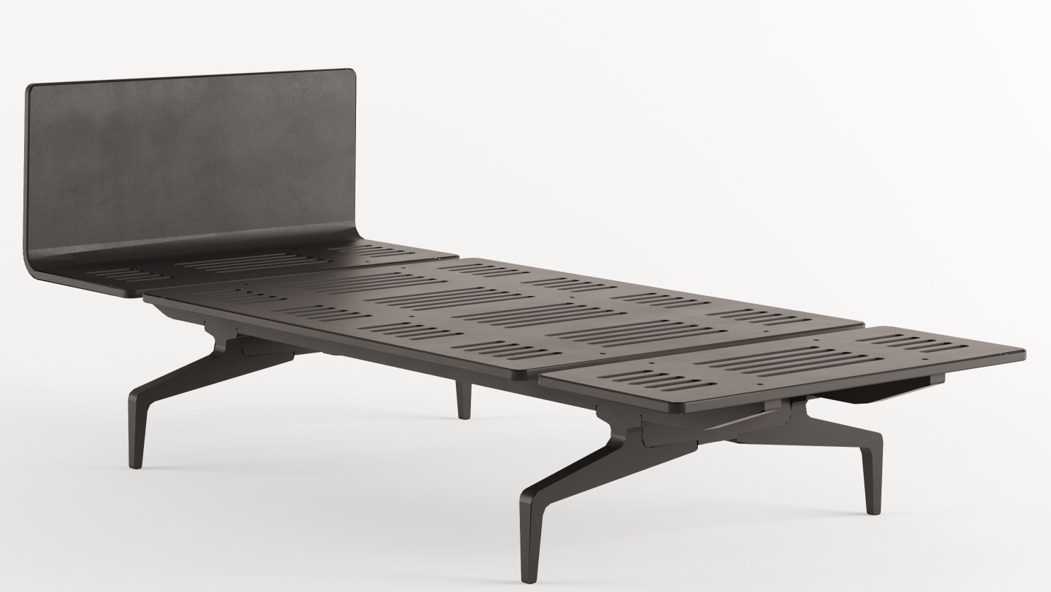 Legnoletto Bett von Alias in dunklem Holz mit Lattenrost und minimalistischem Design.