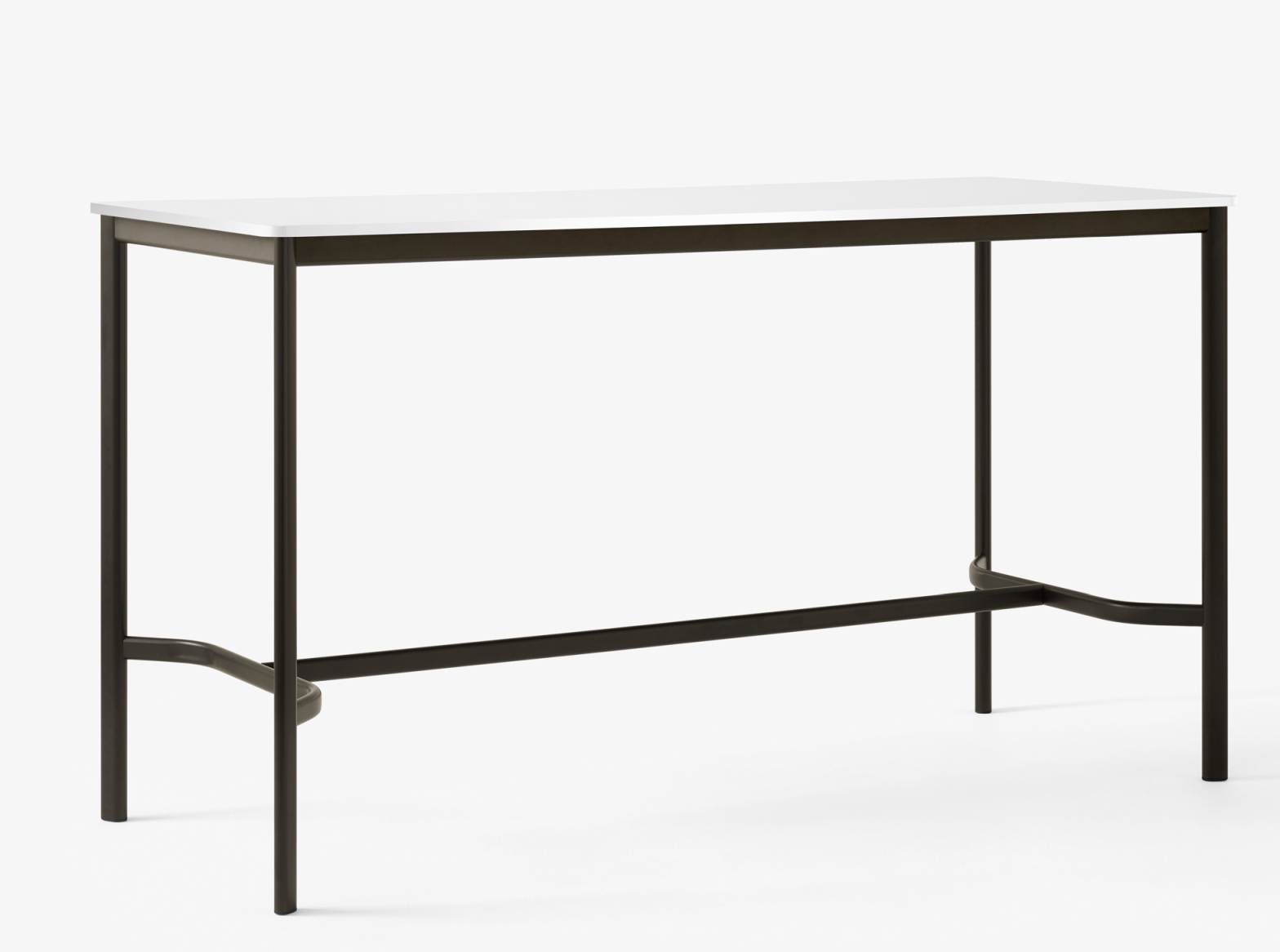 AndTradition Drip High Table Stehtisch mit weißer Tischplatte und schwarzem Metallgestell für moderne Büros.