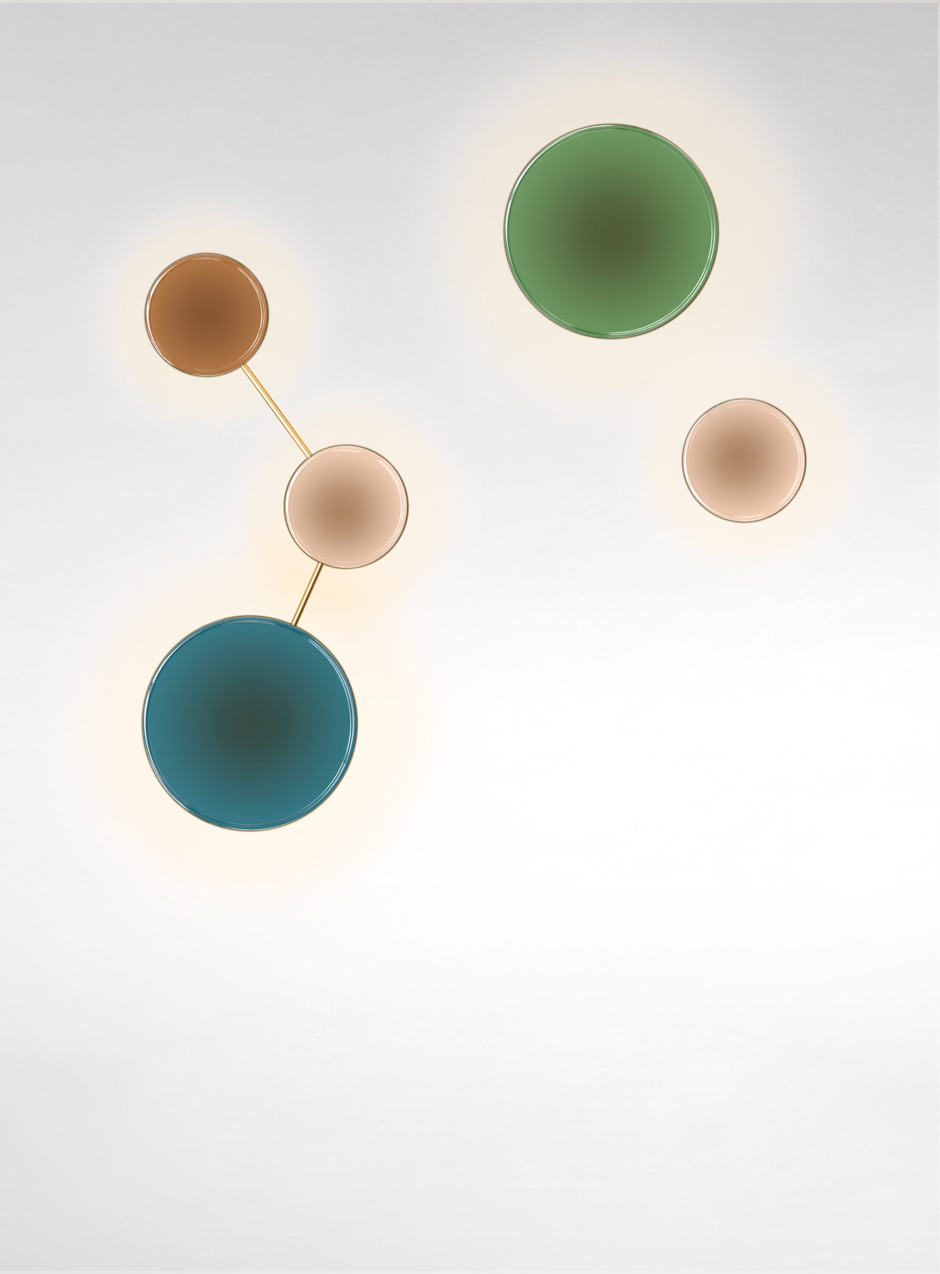 Caramel Wandleuchte von Marset, blau, braun, grün und beige, modernes Design.