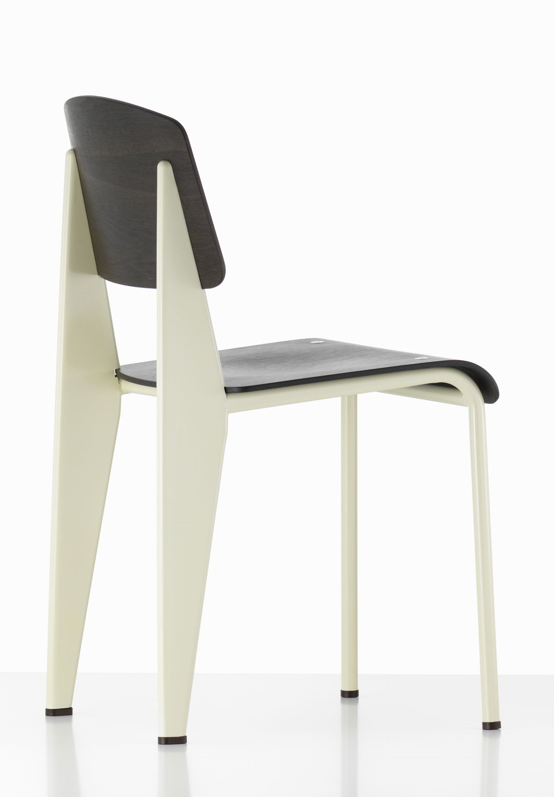Vitra Standard Stuhl, Holz und Stahl, Designklassiker für Esszimmer und Büro, Seitenansicht.