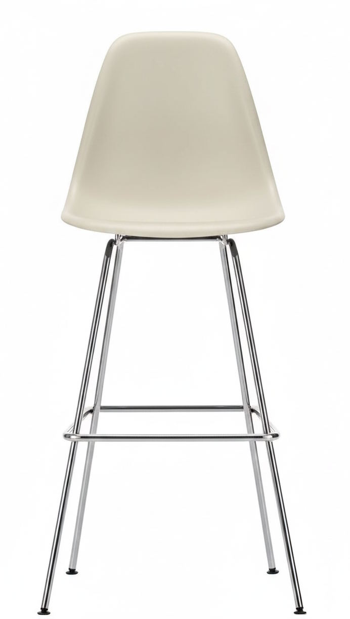 Eames plastic barkruk hoog Pebble/Glow Chrome Vitra, uniek exemplaar