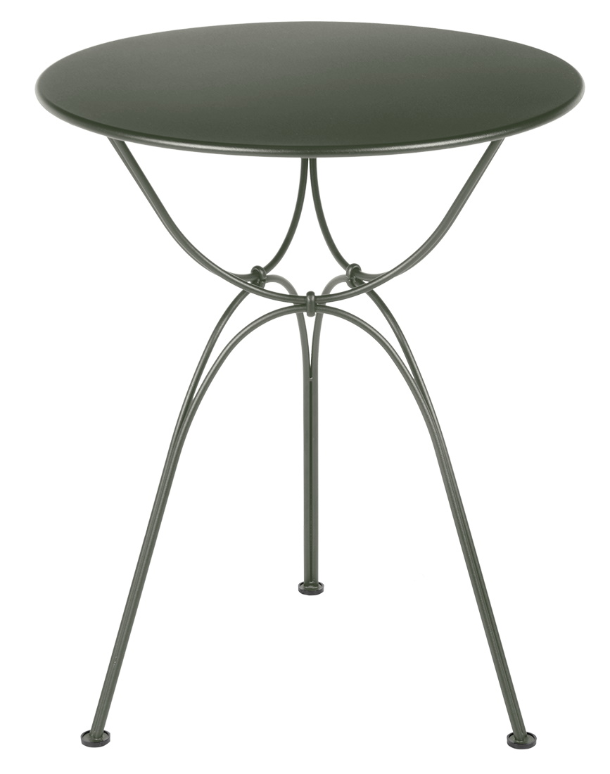 Airloop Tisch von Fermob, Ø 60 cm, in Grün, ideal für den Outdoor-Bereich.