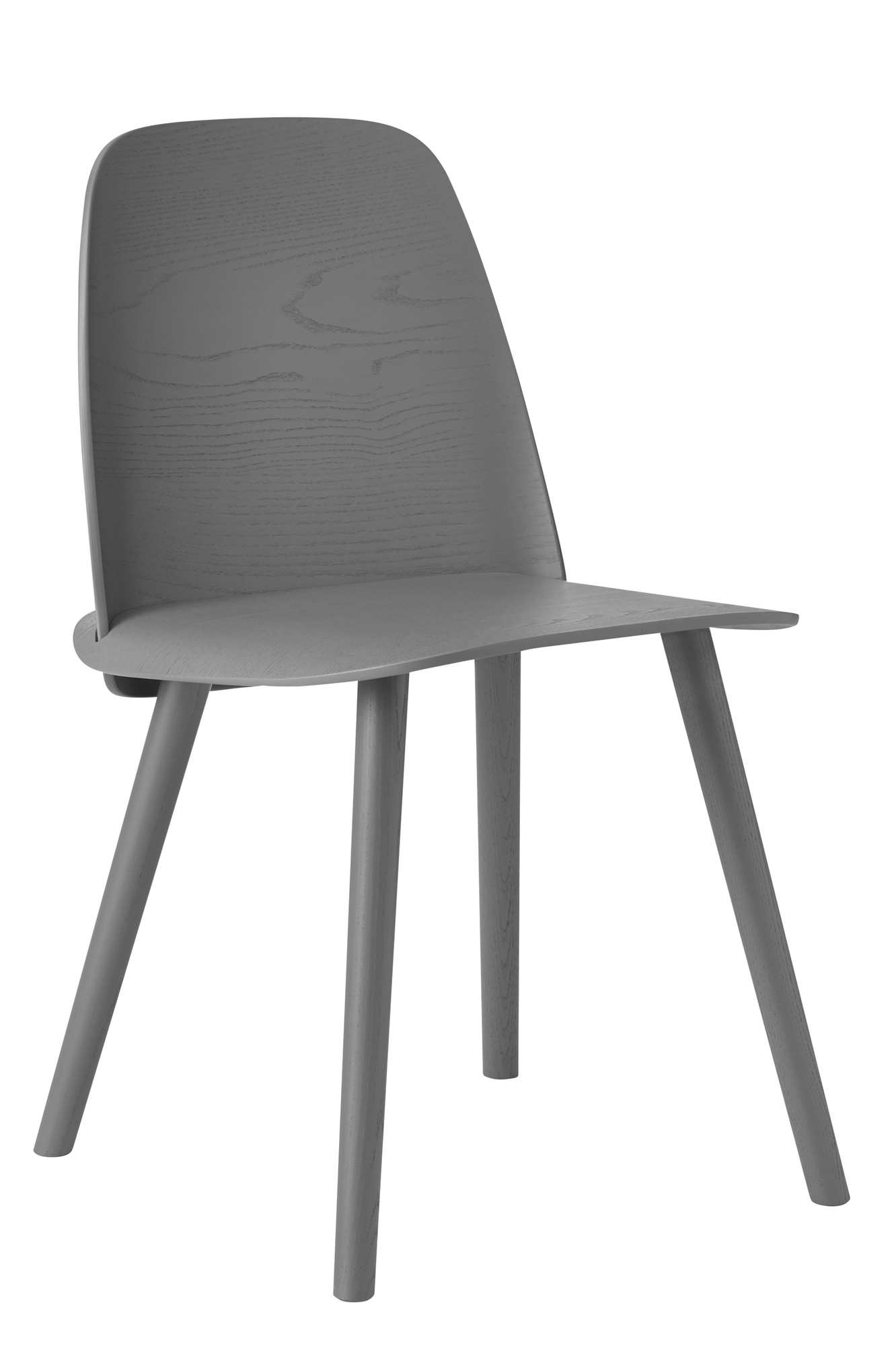 Grauer Nerd Chair Stuhl von Muuto aus Holz, moderne Sitzgelegenheit für Esszimmer und Büro.