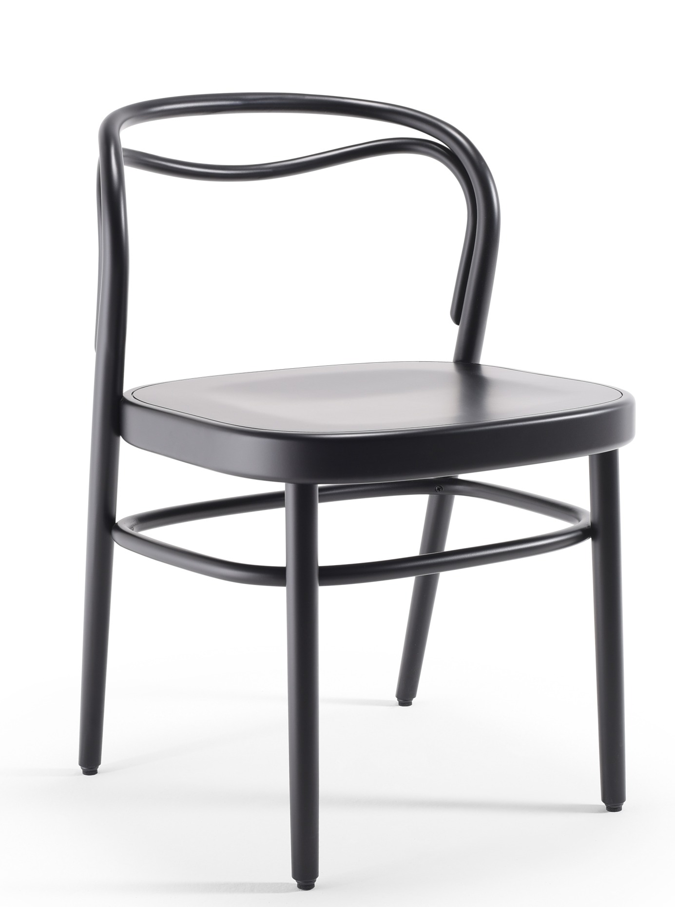 Schwarzer Beaulieu Stuhl von Wiener GTV Design mit gebogener Rückenlehne und minimalistischem Design.