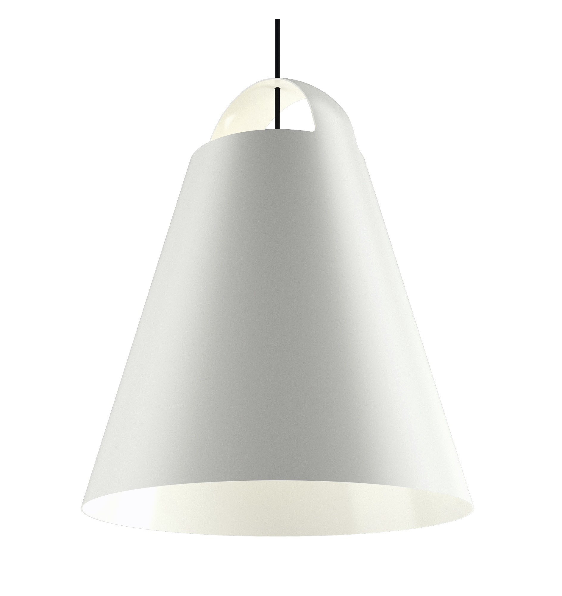 Weiße Above Pendelleuchte von Louis Poulsen, Kegelform, modernes Design für Wohnzimmer und Esszimmer.