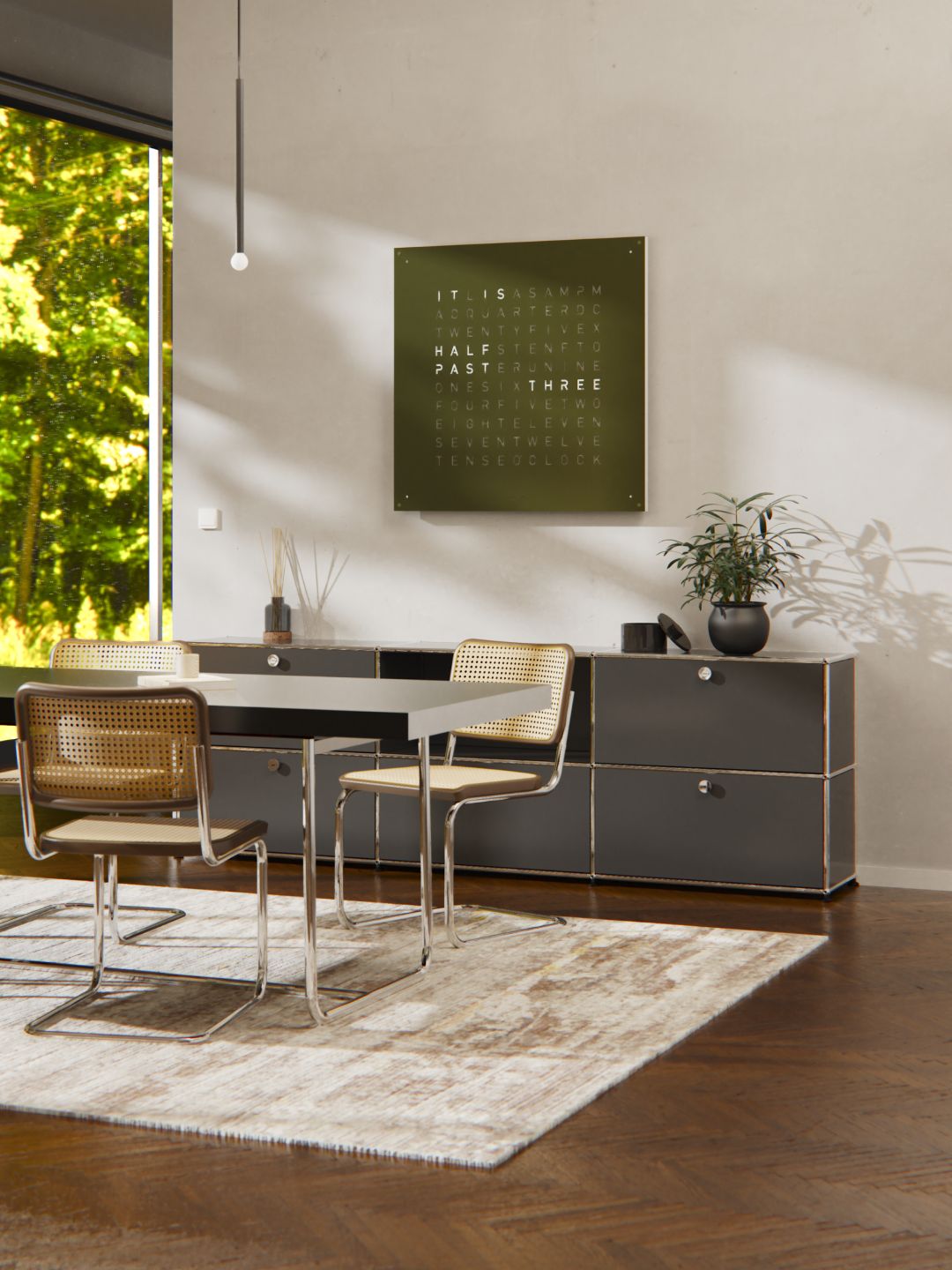 Earth 90 Steel Series Wandklok / Tijdsobject Duits QLOCKTWO