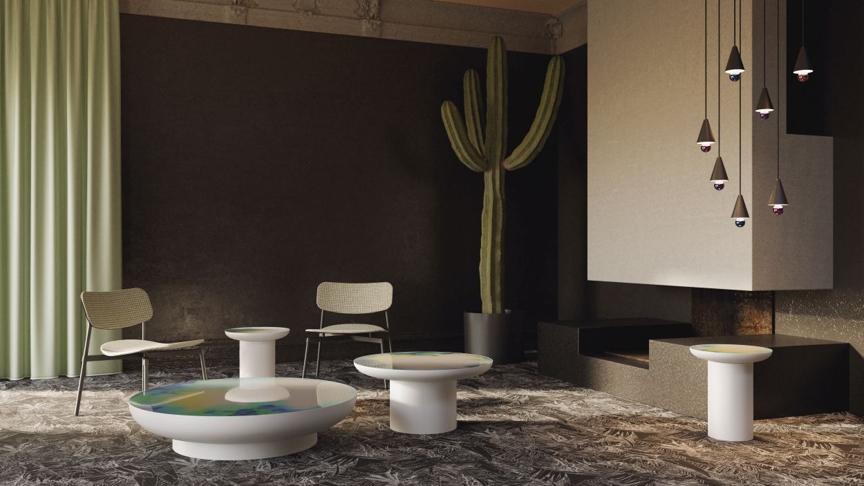 Weißer Francis Coffee Table Couchtisch Ø 110 cm von Petite Friture im modernen Wohnzimmer.