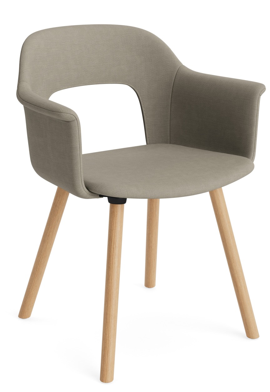 Layout Armchair 224 von Hay, Armlehnstuhl in Grau mit Holzbeinen, moderner Sessel für Wohnzimmer.