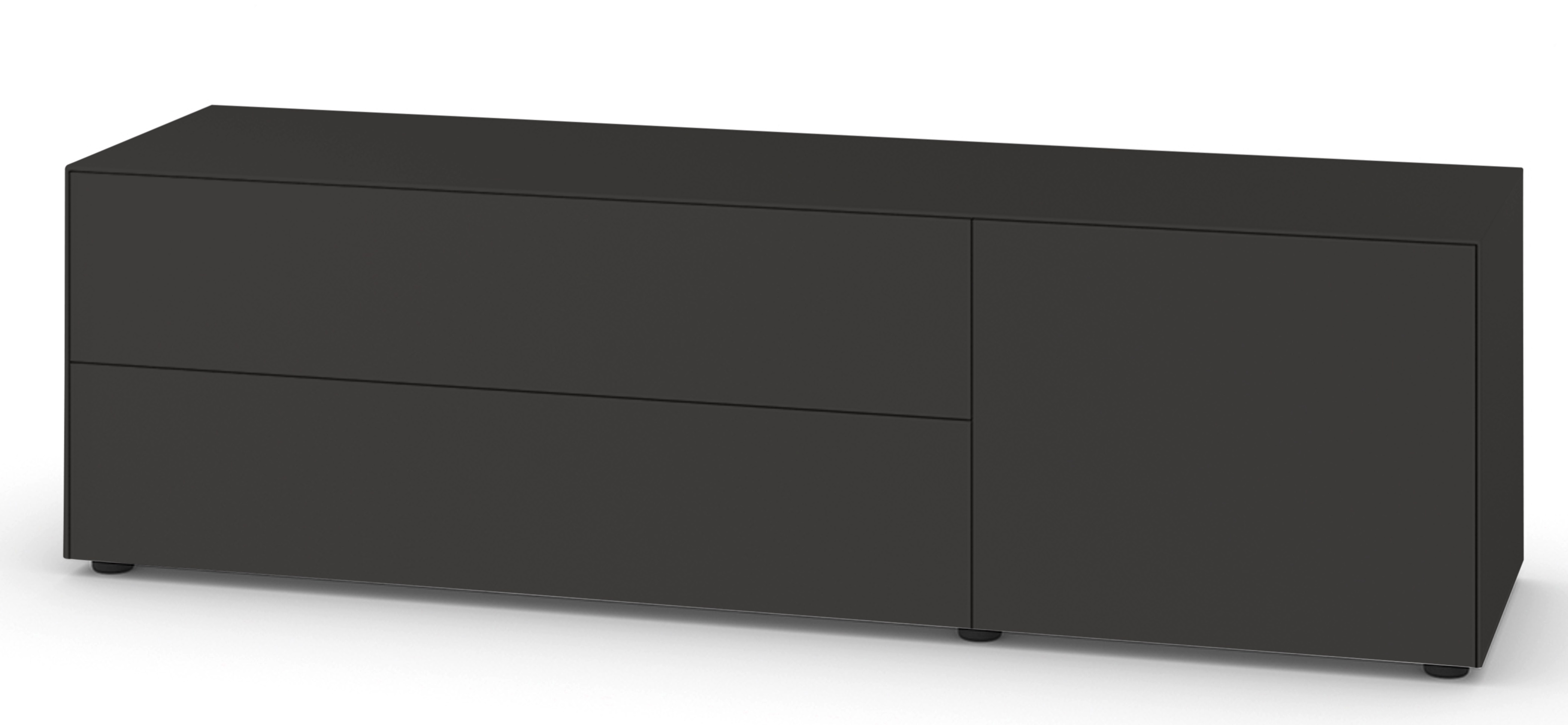 Nex Pur Box Lowboard von Piure in Anthrazit mit Tür, Schublade und minimalistischem Design.