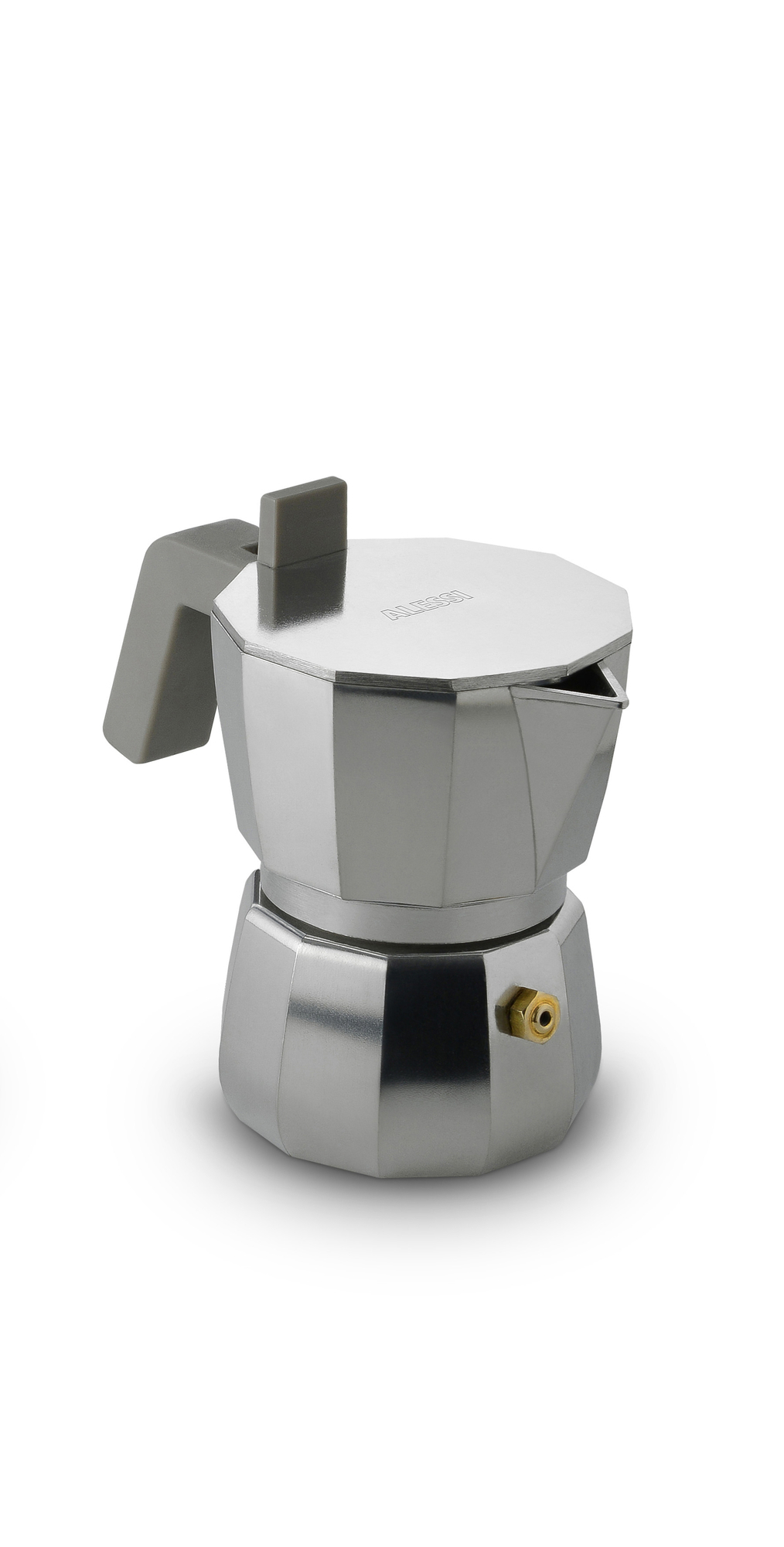 Silberner Alessi Moka Espressokocher für 6 Tassen, ideal für aromatischen, italienischen Kaffee.