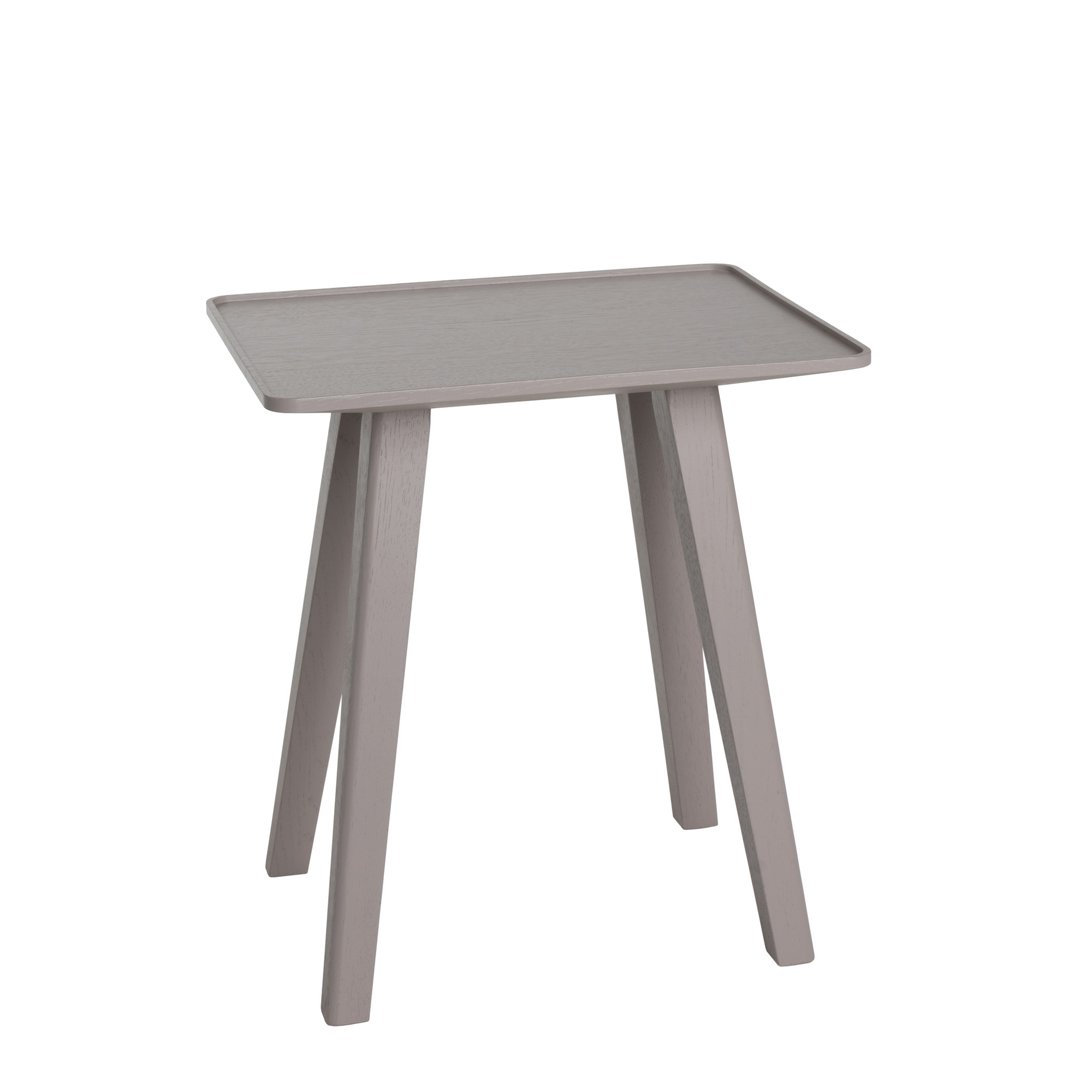 Nini Hocker von Schönbuch, grauer Beistelltisch aus Holz mit drei Beinen, modernes Möbeldesign.