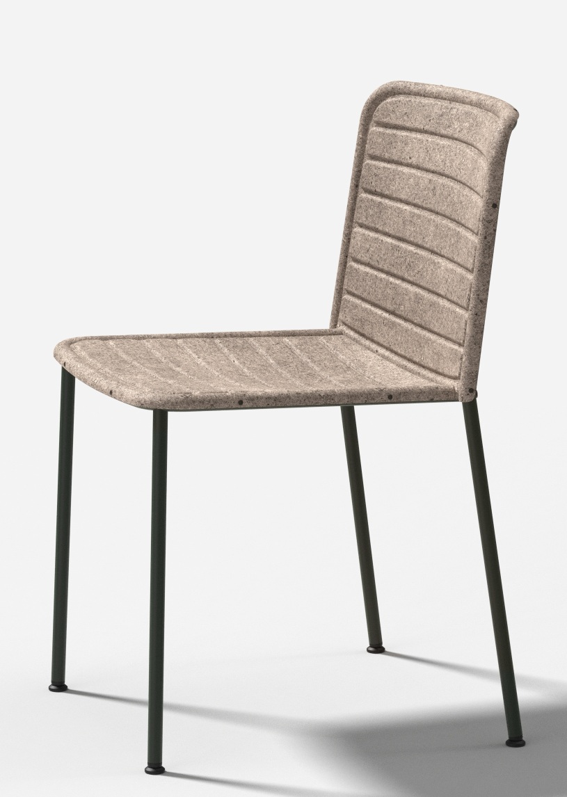 Flax Stacker Chair: Moderner Stuhl mit Leinenstruktur und schwarzen Metallbeinen für Esszimmer und Büro.