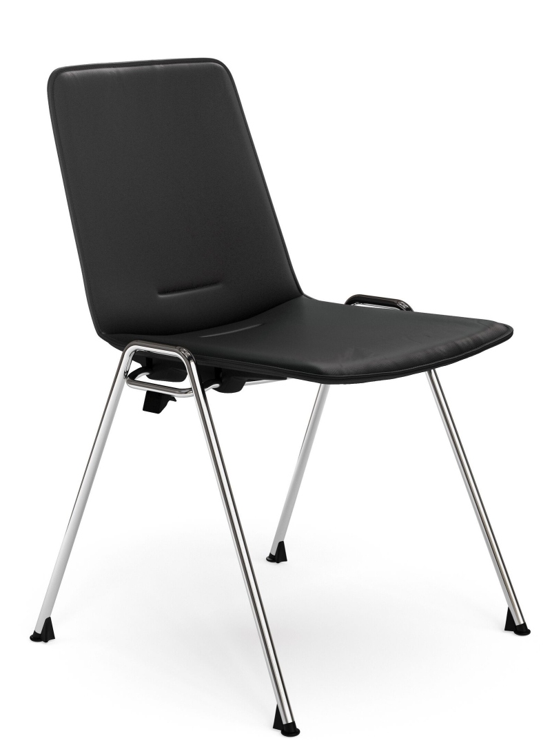 Schwarzer 1650 Yunity Chair Stuhl von Walter Knoll mit verchromtem Gestell und Armlehnen.