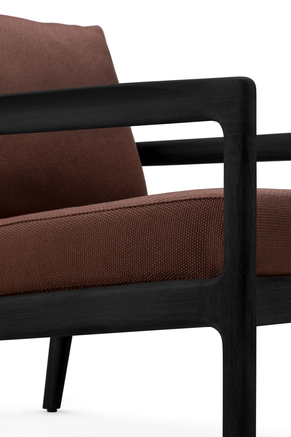 Jack Outdoor-loungestoel van teakhout, zwart gelakt, burgundy, Ethnicraft