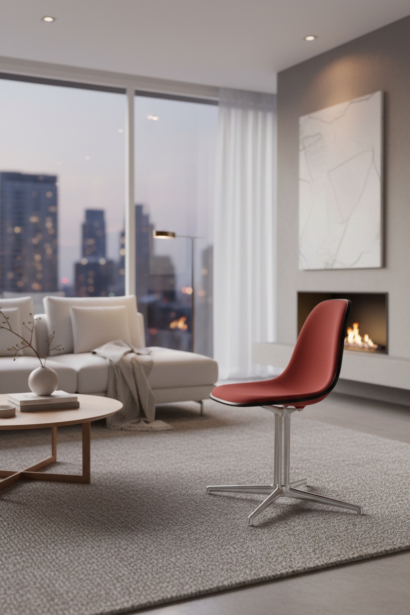 Eames Plastic Side Chair DSL RE stoel, volledig gestoffeerd, Vitra