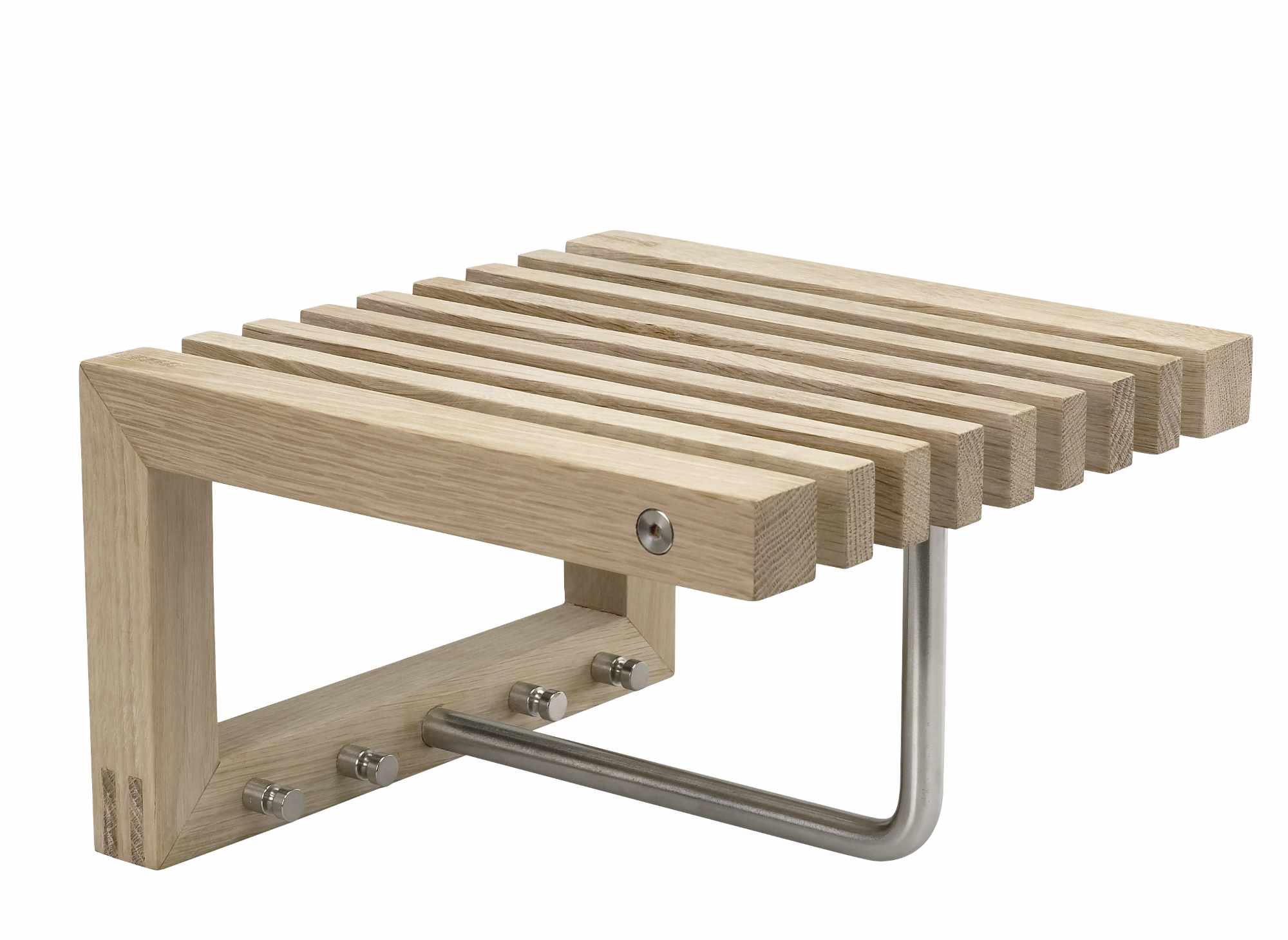 Cutter Mini Wandgarderobe aus Teakholz mit Ablage und Kleiderstange für Flur und Diele.