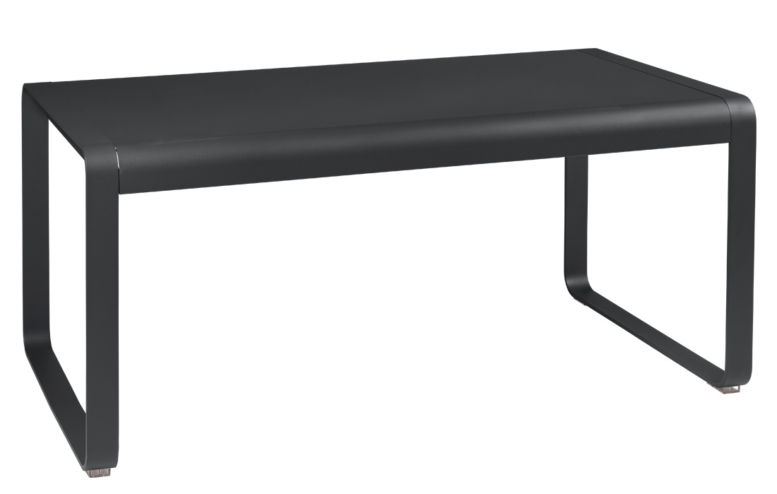 Bellevie halbhoher Tisch von Fermob für den Außenbereich, moderner Gartentisch aus anthrazitfarbenem Aluminium.