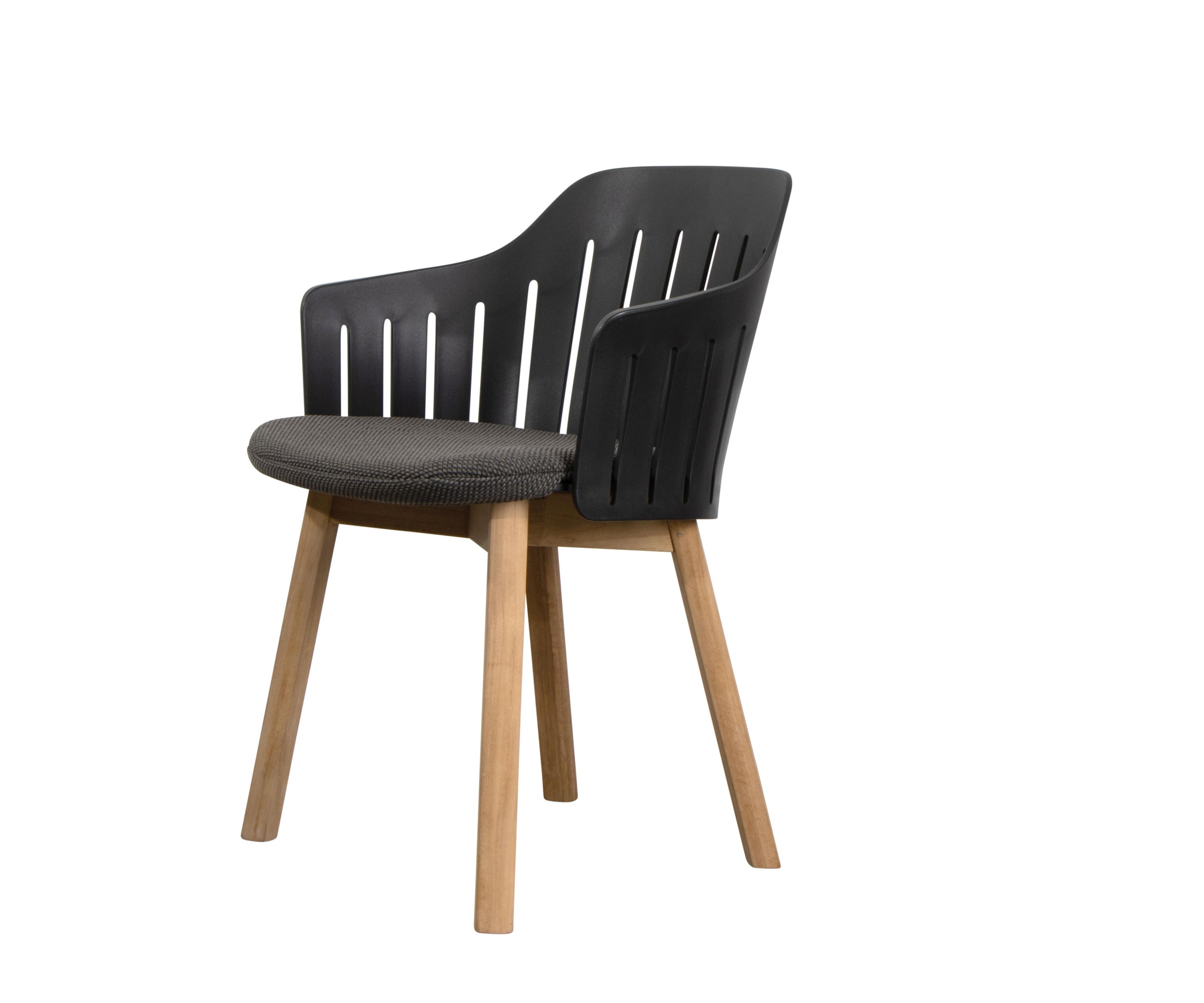 Choice Outdoor-stoel met teakhouten frame, 4 poten, zwart, Cane-Line