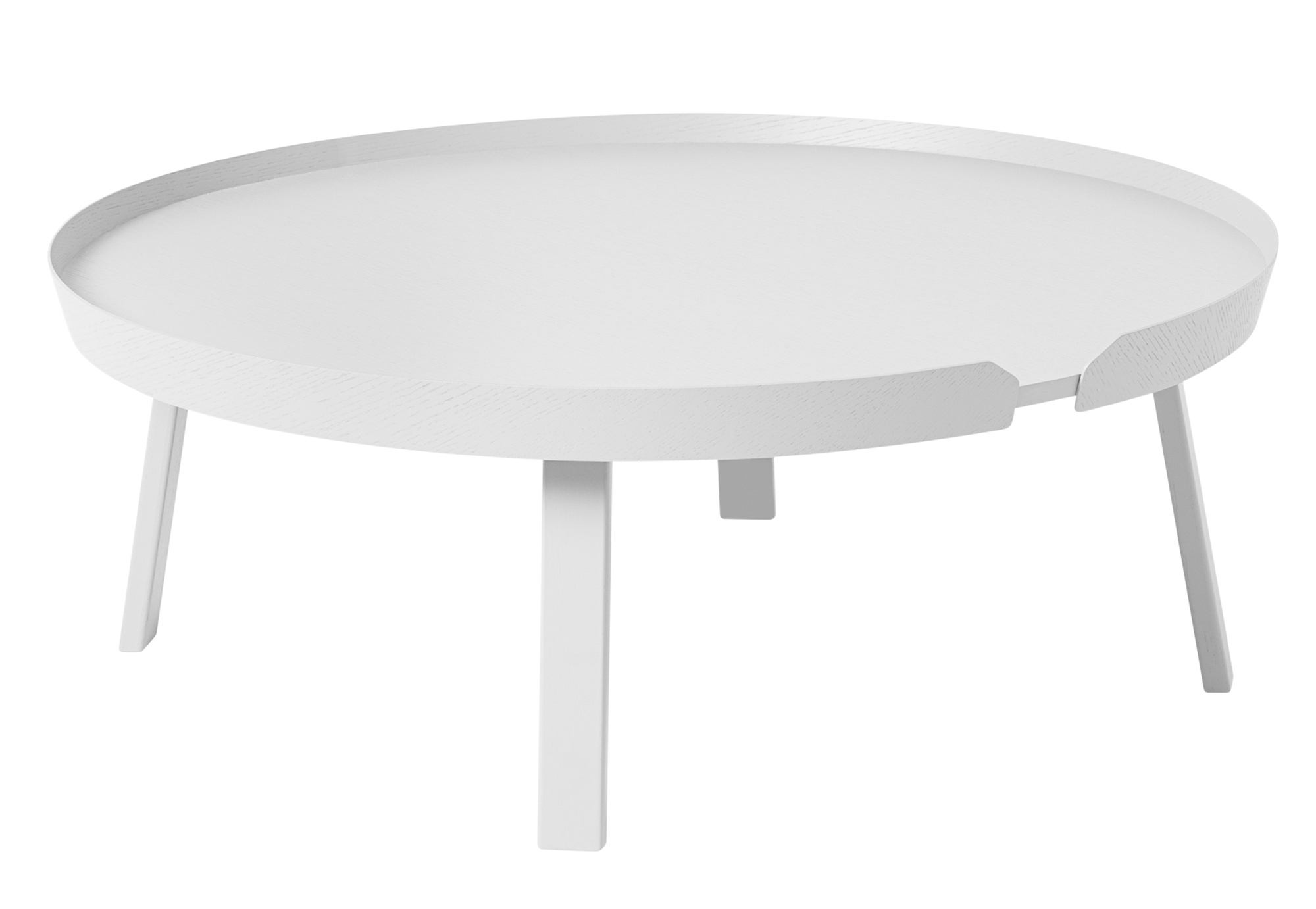 Weißer, runder Couchtisch von Muuto, Modell "Around Coffee Table", extra groß. Modernes Design.