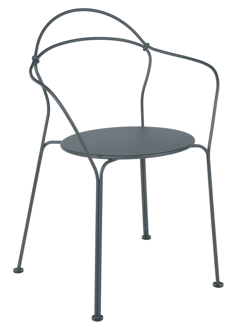 Airloop Bridge Sessel von Fermob für den Außenbereich, Stahlrohr, dunkelgrau, modernes Design.
